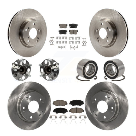 Front Rear Hub Bearings Disc Brake Rotors And Pads Kit (10Pc) For Honda Civic Acura ILX KBB-129148