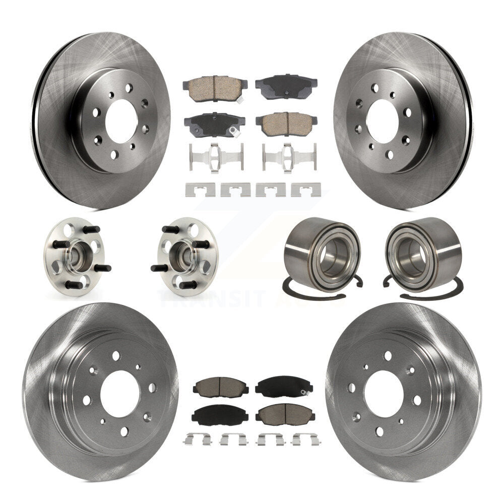 Front Rear Hub Bearing Brake Rotor & Pad Kit (10Pc) For 1997 Acura EL Without 4 Wheel ABS KBB-129149