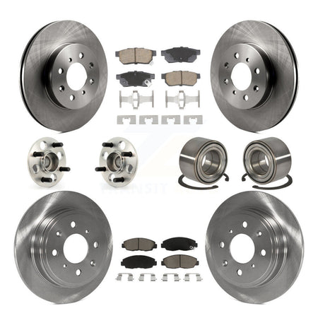 Front Rear Hub Bearing Brake Rotor & Pad Kit (10Pc) For 1997 Acura EL Without 4 Wheel ABS KBB-129149