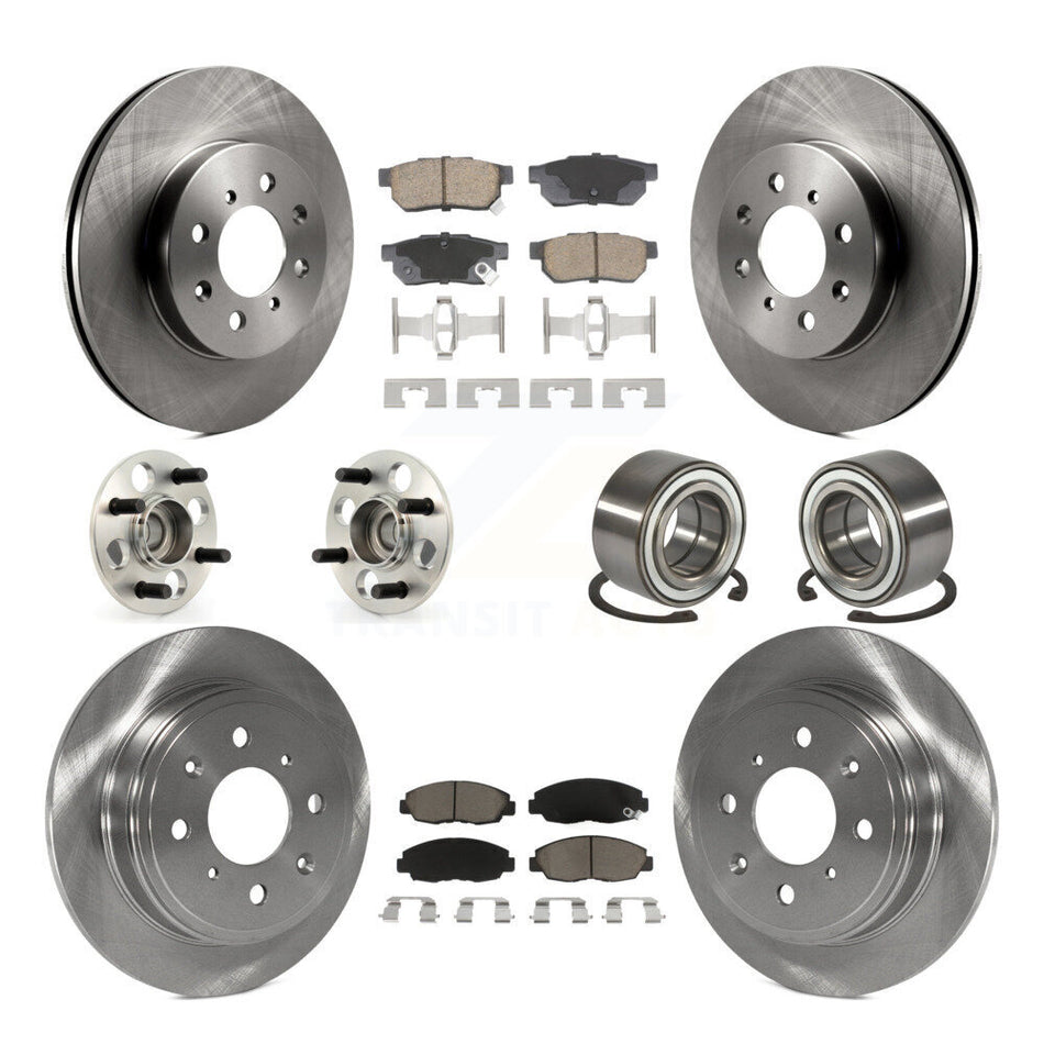 Front Rear Hub Bearing Disc Brake Rotor Pad Kit (10Pc) For 1997 Acura EL With 4 Wheel ABS KBB-129150