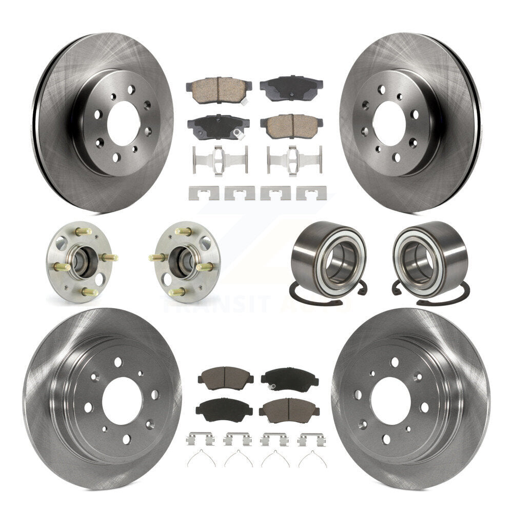 Front Rear Wheel Hub Bearing Disc Brake Rotor And Pads Kit (10Pc) For Honda Civic del Sol KBB-129152