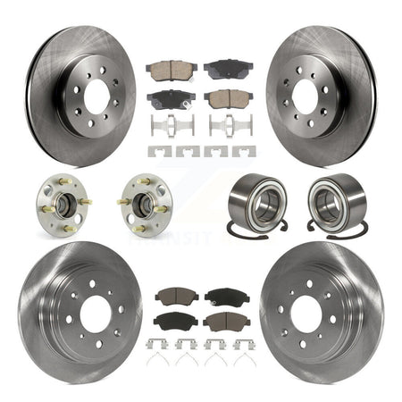Front Rear Wheel Hub Bearing Disc Brake Rotor And Pads Kit (10Pc) For Honda Civic del Sol KBB-129152