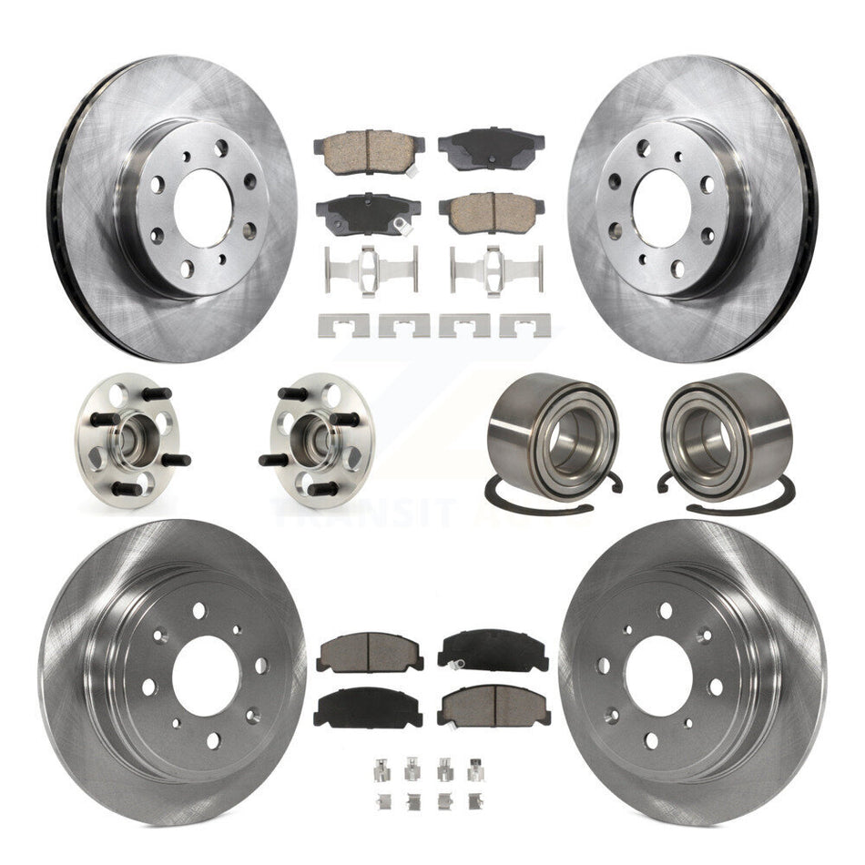 Front Rear Wheel Hub Bearing Disc Brake Rotor And Pads Kit (10Pc) For Honda Civic del Sol KBB-129155