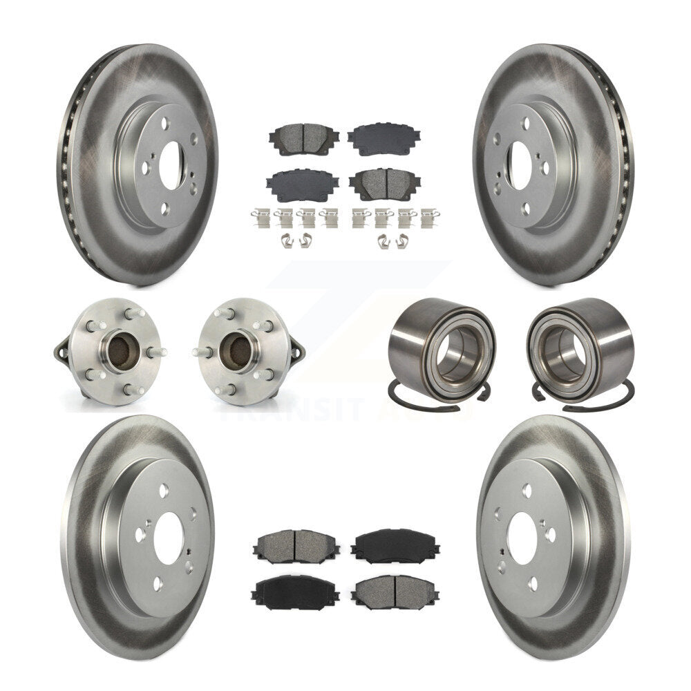 Front Rear Hub Bearing Coat Brake Rotor Pad Kit (10Pc) For Toyota Corolla Sedan with 1.8L KBB-129165