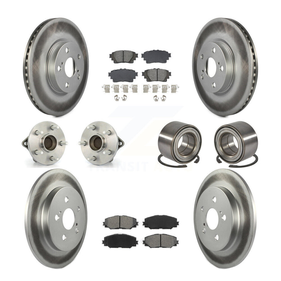 Front Rear Hub Bearing Coat Brake Rotor Pad Kit (10Pc) For Toyota Corolla Sedan with 1.8L KBB-129165