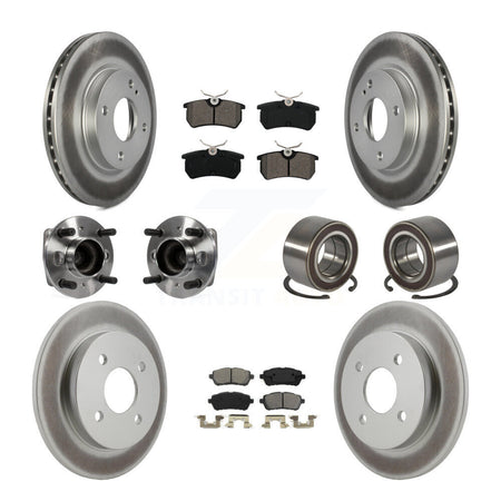 Front Rear Wheel Hub Bearing Coated Disc Brake Rotors And Pads Kit (10Pc) For Ford Fiesta KBB-129166