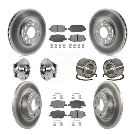 Front Rear Hub Bearing Coated Disc Brake Rotor Pad Kit (10Pc) For 2016-2018 Fiat 500X AWD KBB-129167