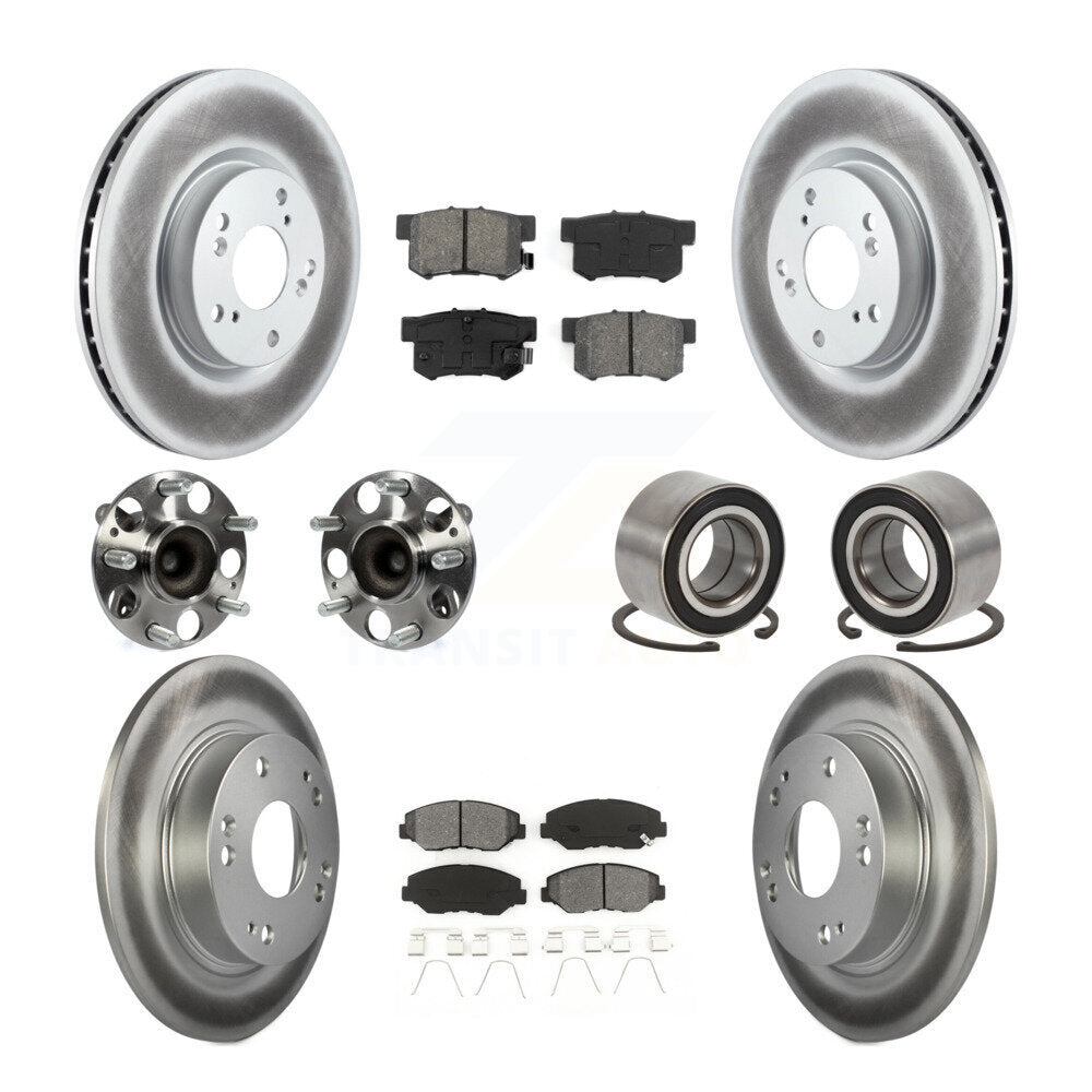 Front Rear Hub Bearing Coated Disc Brake Rotor & Pad Kit (10Pc) For Honda Civic Acura ILX KBB-129169