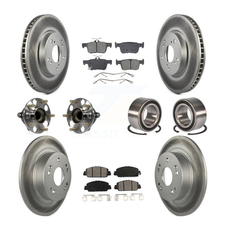 Front Rear Wheel Hub Bearing Coated Disc Brake Rotor And Pads Kit (10Pc) For Honda Accord KBB-129170