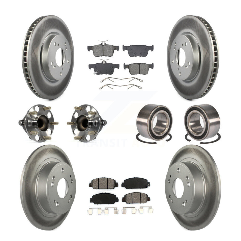 Front Rear Wheel Hub Bearing Coated Disc Brake Rotor And Pads Kit (10Pc) For Honda Accord KBB-129170