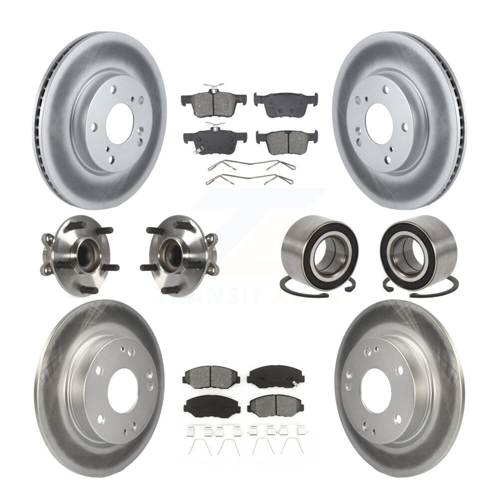 Front Rear Wheel Hub Bearing Coated Disc Brake Rotors And Pads Kit (10Pc) For Honda Civic KBB-129173