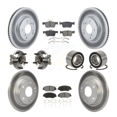 Front Rear Wheel Hub Bearing Coated Disc Brake Rotors And Pads Kit (10Pc) For Honda Civic KBB-129173