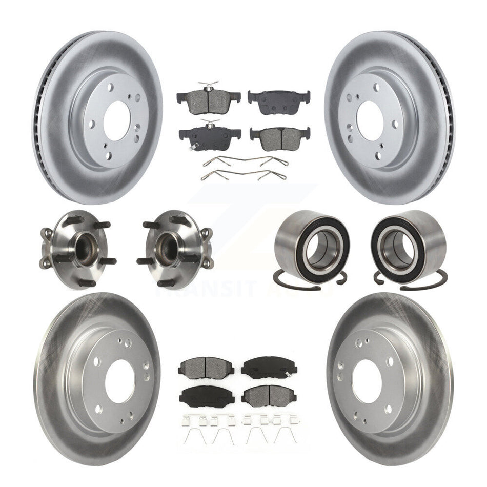 Front Rear Wheel Hub Bearing Coated Disc Brake Rotors And Pads Kit (10Pc) For Honda Civic KBB-129173