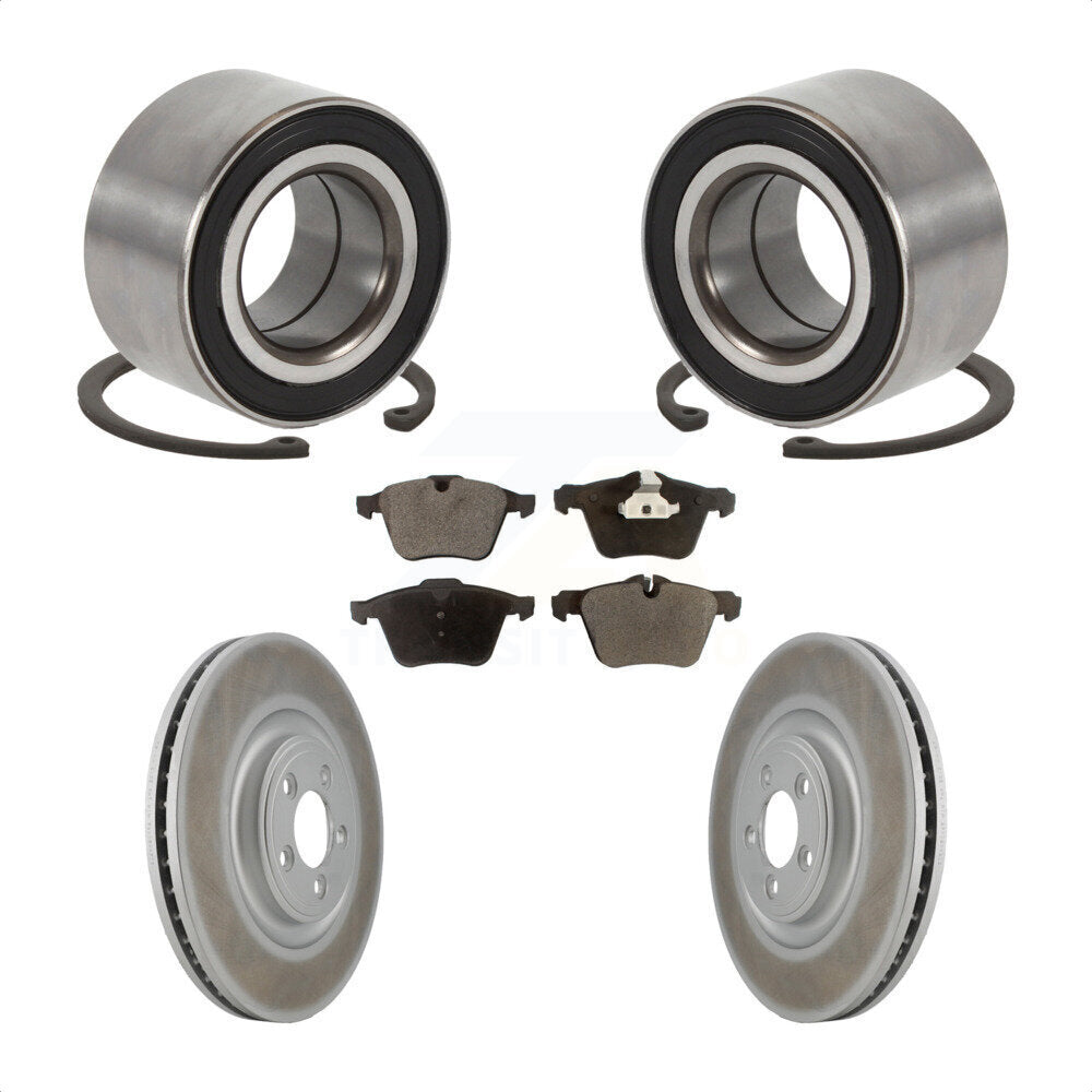 Front Wheel Bearing Coated Disc Brake Rotors And Ceramic Pads Kit For 2015 Jaguar XK KBB-129198