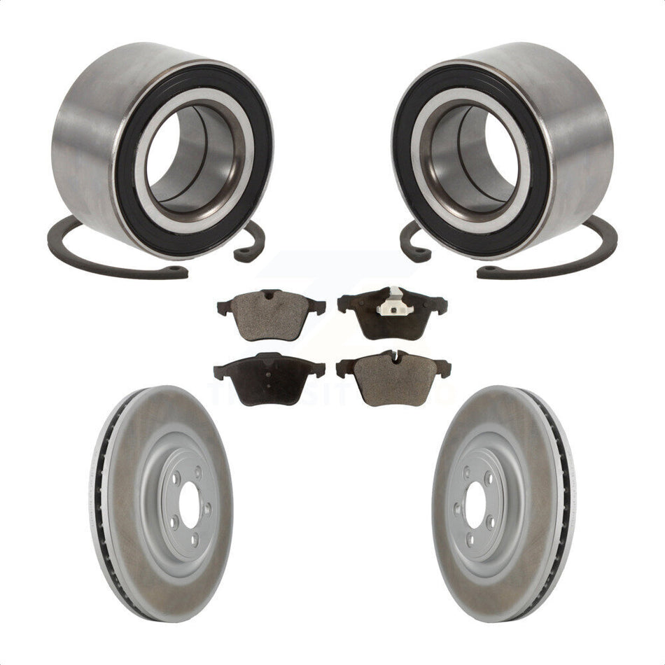 Front Wheel Bearing Coated Disc Brake Rotors And Ceramic Pads Kit For 2015 Jaguar XK KBB-129198