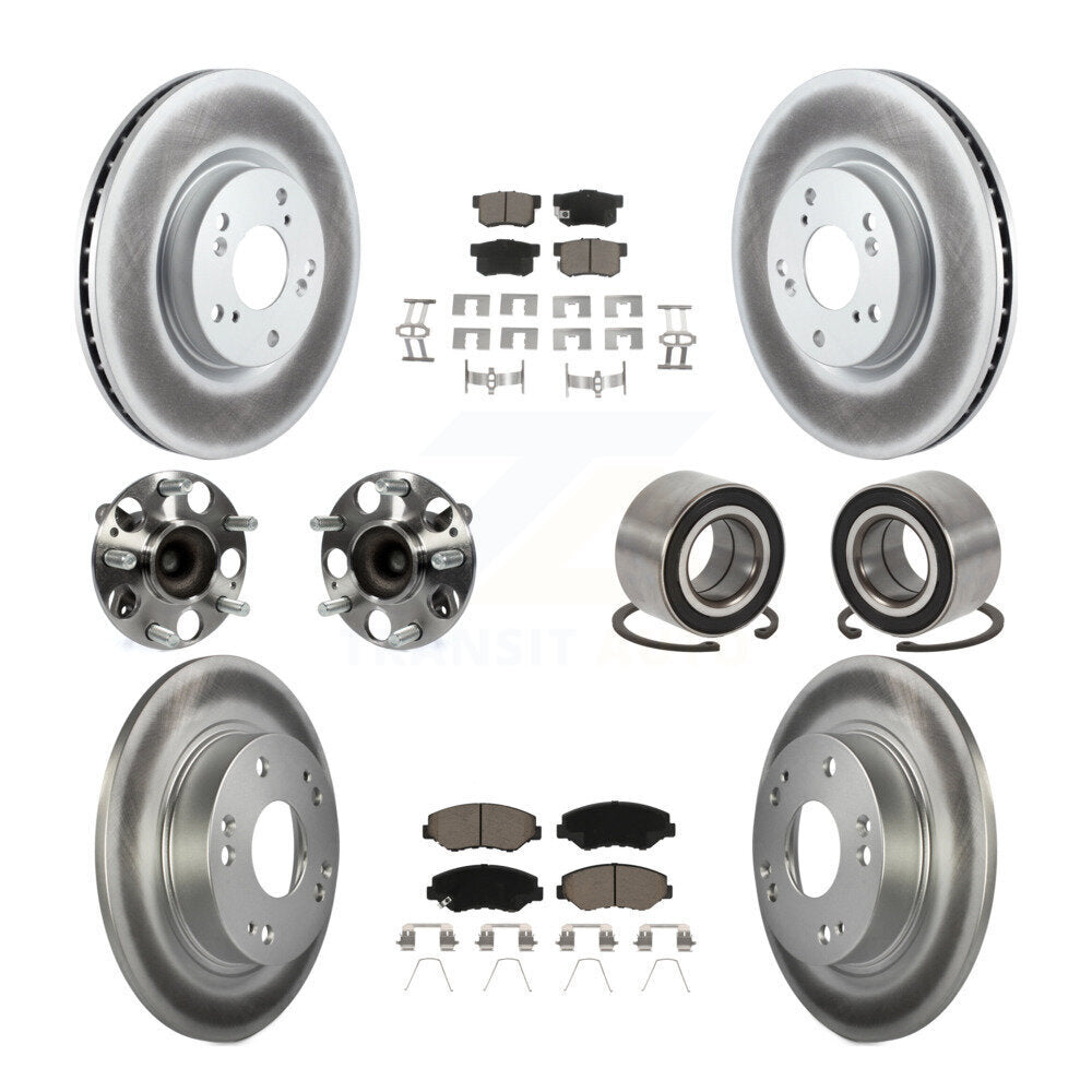 Front Rear Hub Bearing Coated Disc Brake Rotor & Pad Kit (10Pc) For Honda Civic Acura ILX KBB-129205