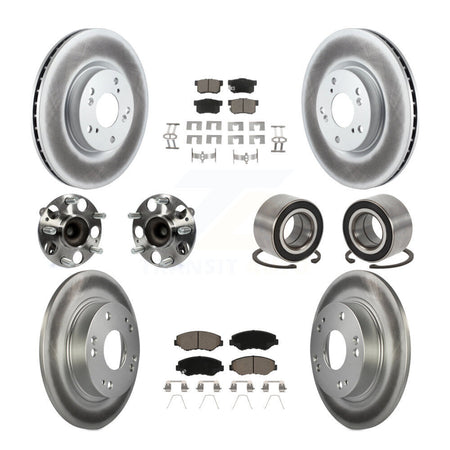 Front Rear Hub Bearing Coated Disc Brake Rotor & Pad Kit (10Pc) For Honda Civic Acura ILX KBB-129205