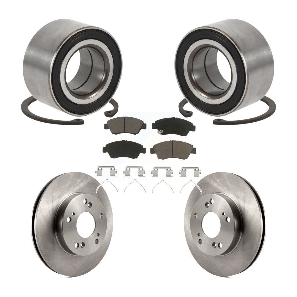 Front Wheel Bearing Disc Brake Rotors And Ceramic Pads Kit For 2015 Acura ILX 1.5L KBB-129220