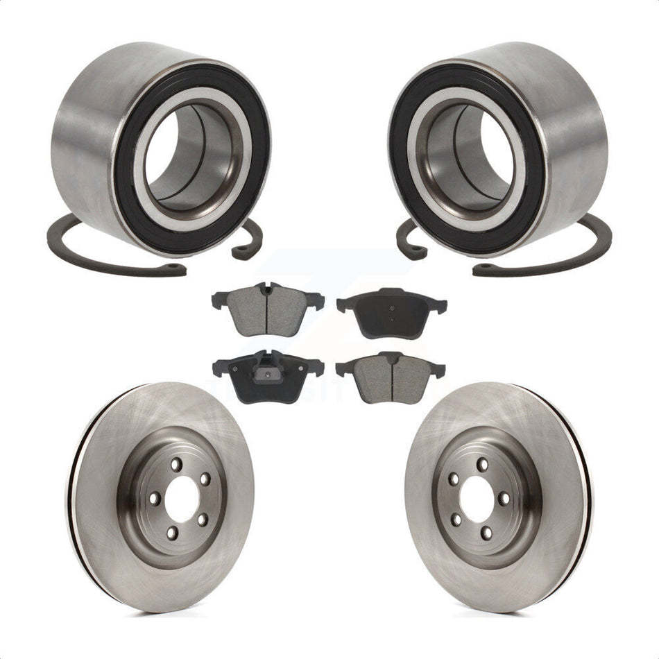 Front Wheel Bearing Disc Brake Rotors And Ceramic Pads Kit For 2015 Jaguar XK KBB-129222