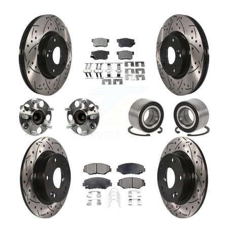 Front Rear Hub Bearing Coated Disc Brake Rotor & Pad Kit (10Pc) For Honda Civic Acura ILX KBB-129244