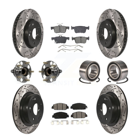 Front Rear Wheel Hub Bearing Coated Disc Brake Rotor And Pads Kit (10Pc) For Honda Accord KBB-129264