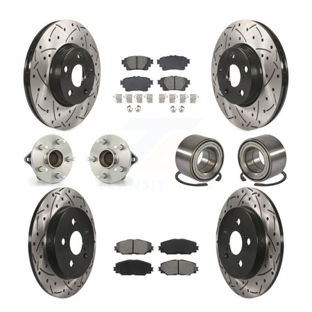 Front Rear Hub Bearing Coat Brake Rotor Pad Kit (10Pc) For Toyota Corolla Sedan with 1.8L KBB-129271