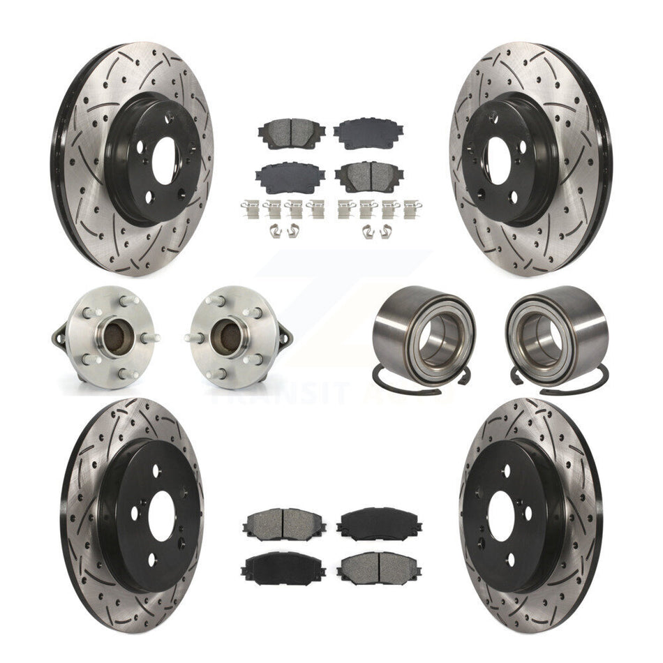 Front Rear Hub Bearing Coat Brake Rotor Pad Kit (10Pc) For Toyota Corolla Sedan with 1.8L KBB-129271