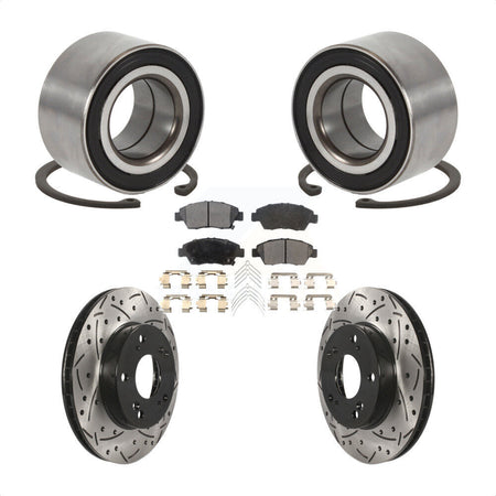 Front Wheel Bearing Coated Drilled Slotted Brake Rotor & Pads Kit For 2015 Acura ILX 1.5L KBB-129274