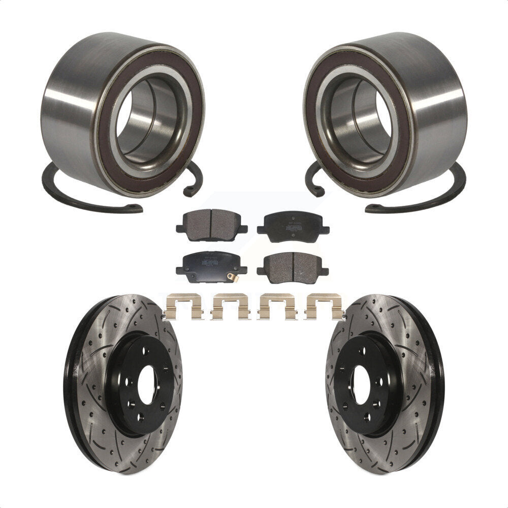 Front Wheel Bearing Coated Drilled Slot Brake Rotor Pad Kit For 2018-2020 Chevrolet Sonic KBB-129276