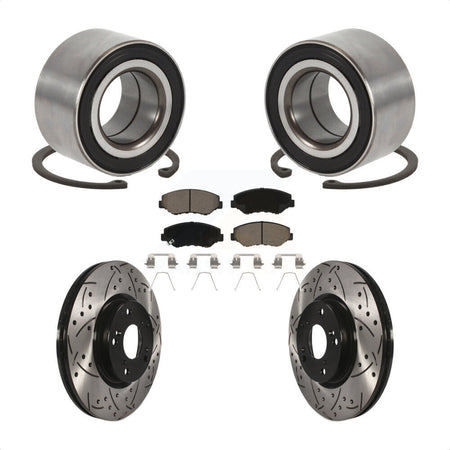 Front Wheel Bearing Coated Drilled Slotted Brake Rotor Pads Kit For Honda Civic Acura ILX KBB-129281