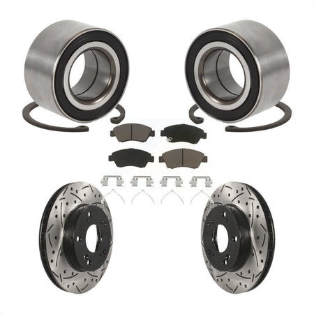 Front Wheel Bearing Coated Drilled Slotted Brake Rotor & Pads Kit For 2015 Acura ILX 1.5L KBB-129282