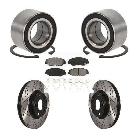 Front Wheel Bearing Coated Drilled Slotted Brake Rotor Pads Kit For Honda Civic Acura ILX KBB-129285