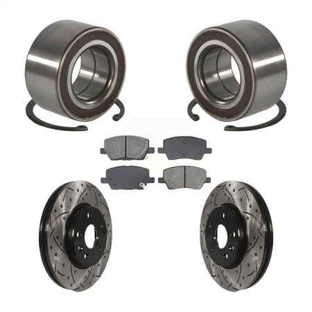 Front Wheel Bearing Coated Drilled Slot Brake Rotor Pad Kit For 2018-2020 Chevrolet Sonic KBB-129290