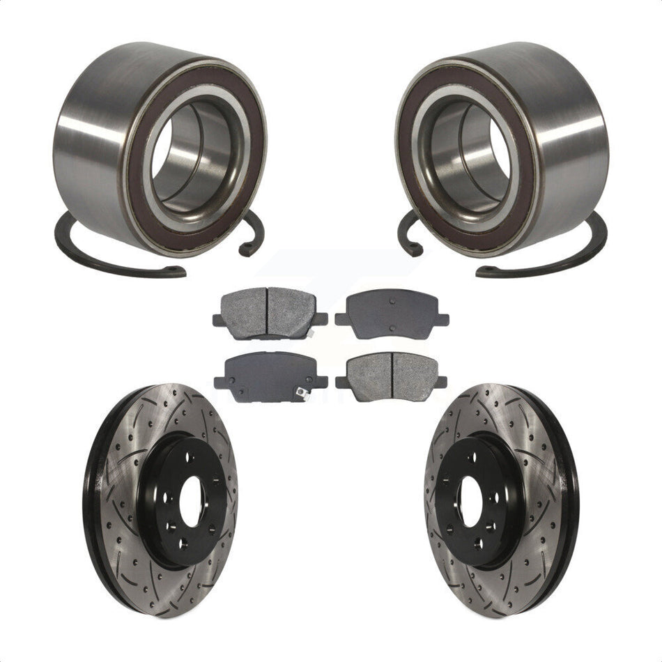Front Wheel Bearing Coated Drilled Slot Brake Rotor Pad Kit For 2018-2020 Chevrolet Sonic KBB-129290