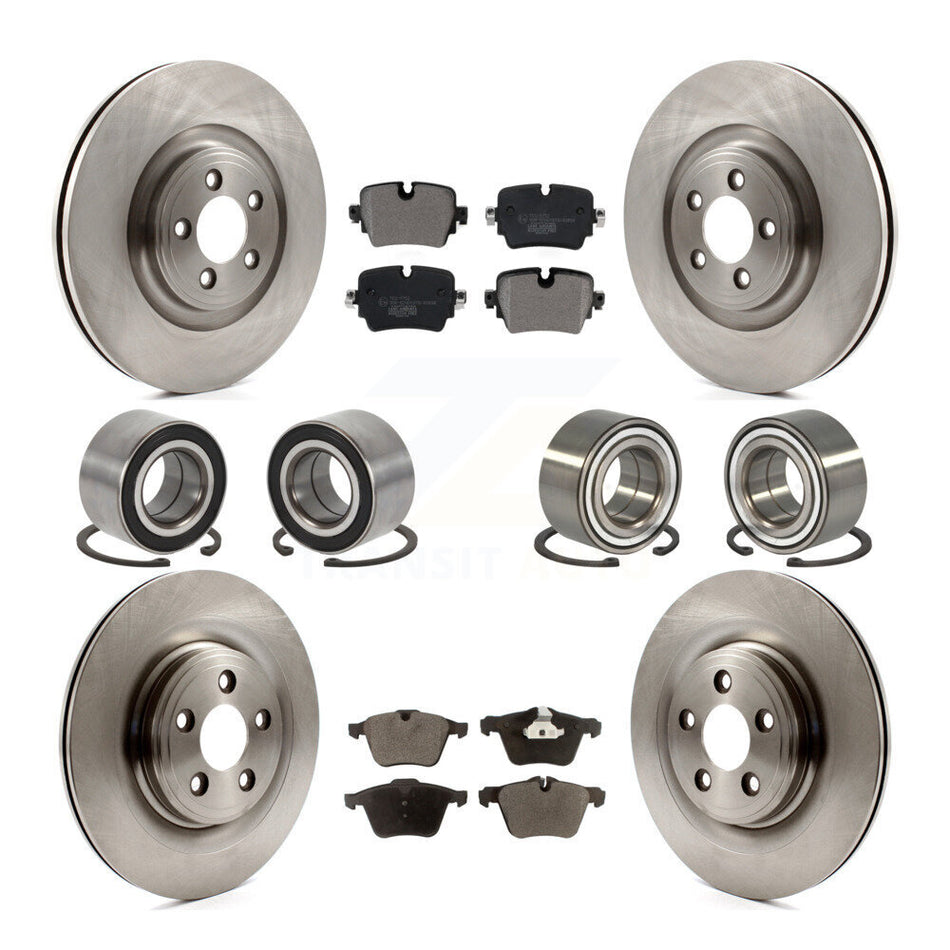 Front Rear Bearing Brake Rotor & Pad Kit (10Pc) For Jaguar XJ With Electric Parking KBB-129293
