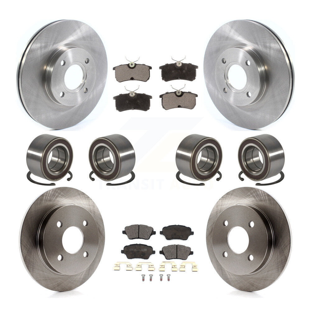 Front Rear Wheel Bearing Disc Brake Rotor And Pad Kit (10Pc) For 2014-2019 Ford Fiesta ST KBB-129294