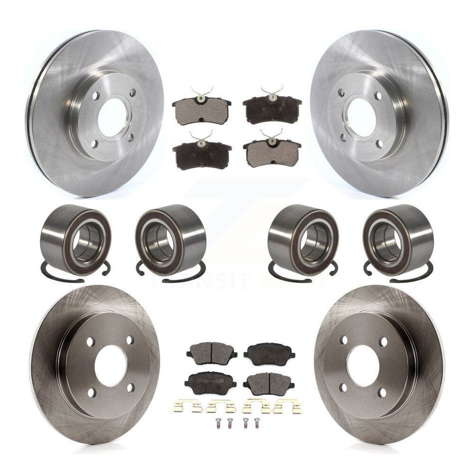 Front Rear Wheel Bearing Disc Brake Rotor And Pad Kit (10Pc) For 2014-2019 Ford Fiesta ST KBB-129294