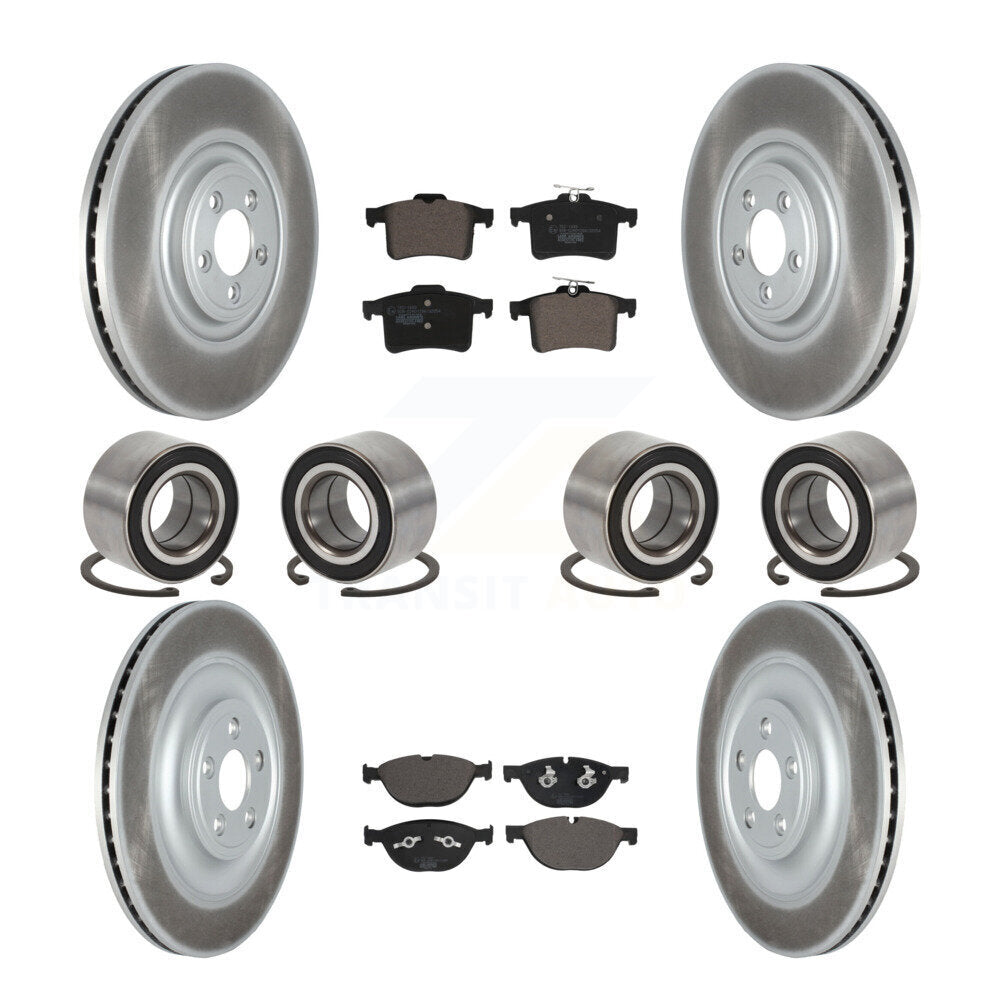 Front Rear Bearings Coated Disc Brake Rotors And Pads Kit (10Pc) For Jaguar XJR XKR XKR-S KBB-129297