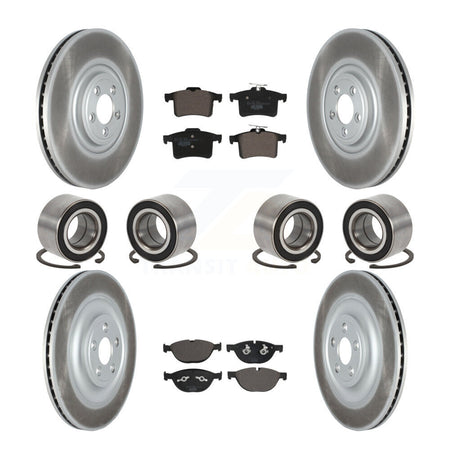 Front Rear Bearings Coated Disc Brake Rotors And Pads Kit (10Pc) For Jaguar XJR XKR XKR-S KBB-129297