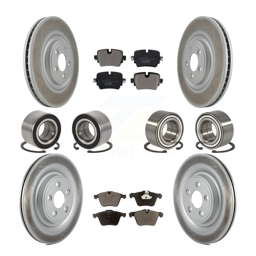 Front Rear Wheel Bearing Coated Disc Brake Rotor And Ceramic Pad Kit (10Pc) For Jaguar XJ KBB-129298