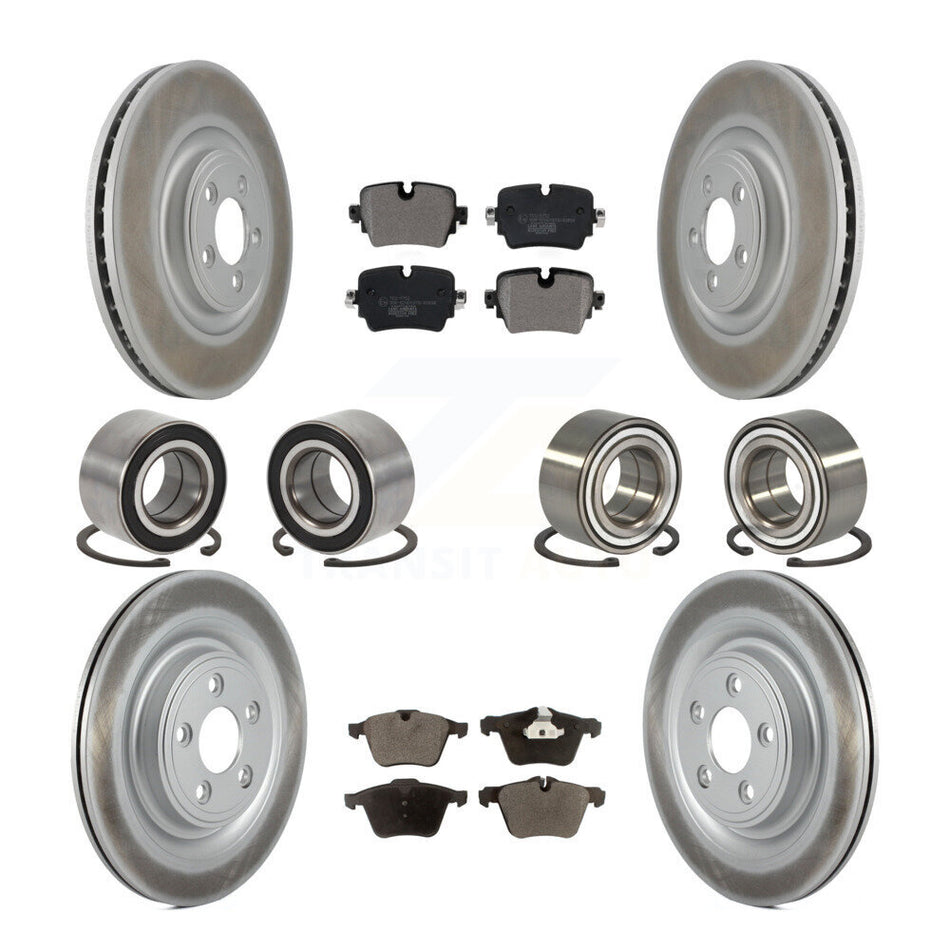 Front Rear Wheel Bearing Coated Disc Brake Rotor And Ceramic Pad Kit (10Pc) For Jaguar XJ KBB-129298