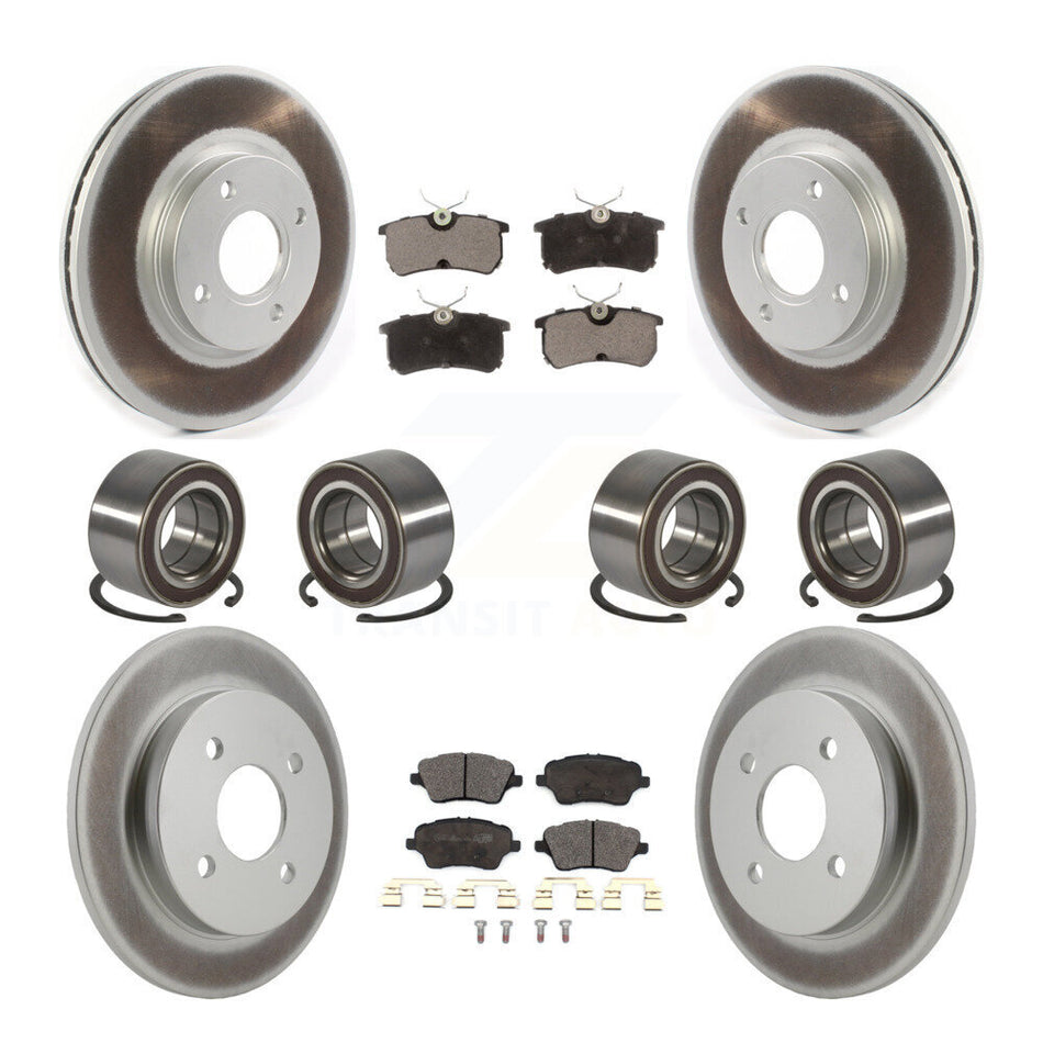 Front Rear Bearing Coated Disc Brake Rotor & Pads Kit (10Pc) For 2014-2019 Ford Fiesta ST KBB-129299