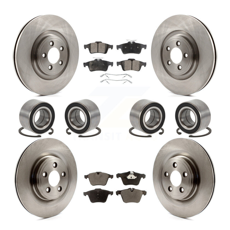 Front Rear Bearing Disc Brake Rotors And Semi-Metallic Pads Kit (10Pc) For 2015 Jaguar XK KBB-129300