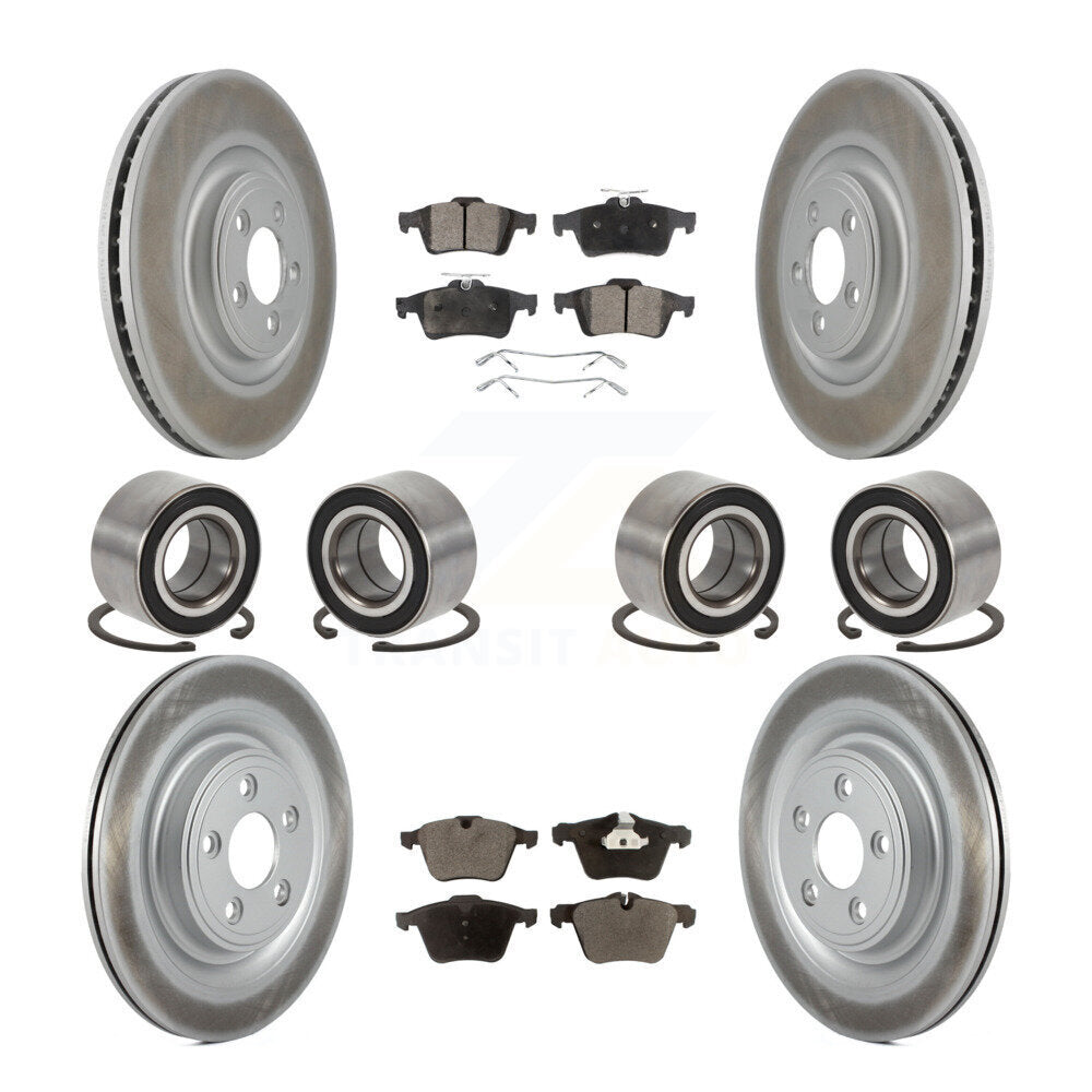 Front Rear Wheel Bearings Coated Disc Brake Rotors And Pads Kit (10Pc) For 2015 Jaguar XK KBB-129302