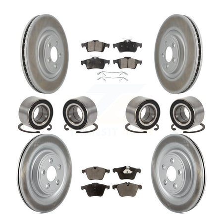Front Rear Wheel Bearings Coated Disc Brake Rotors And Pads Kit (10Pc) For 2015 Jaguar XK KBB-129302