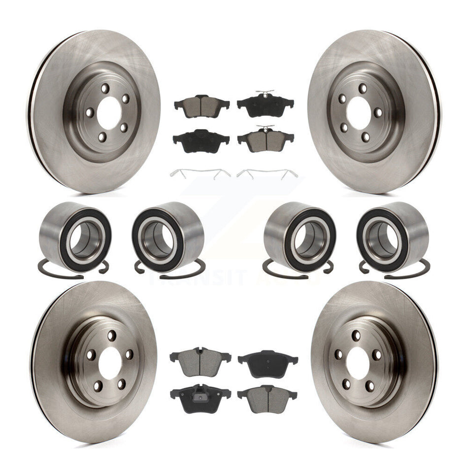 Front Rear Wheel Bearing Disc Brake Rotors And Ceramic Pads Kit (10Pc) For 2015 Jaguar XK KBB-129303