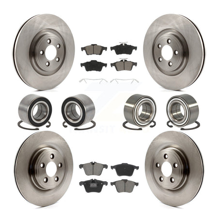 Front Rear Wheel Bearings Disc Brake Rotors And Ceramic Pads Kit (10Pc) For Jaguar XJ KBB-129306