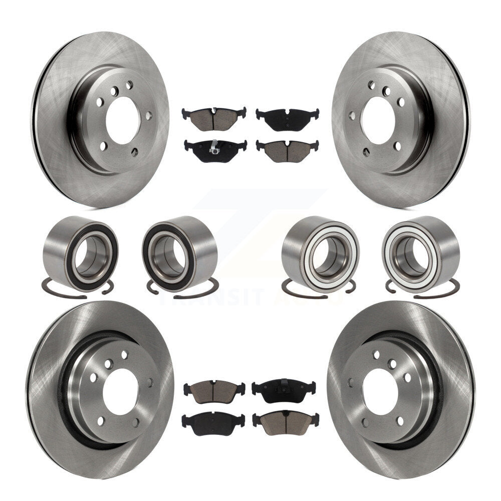 Front Rear Bearings Disc Brake Rotors And Ceramic Pads Kit (10Pc) For 2001-2005 BMW 325i KBB-129307