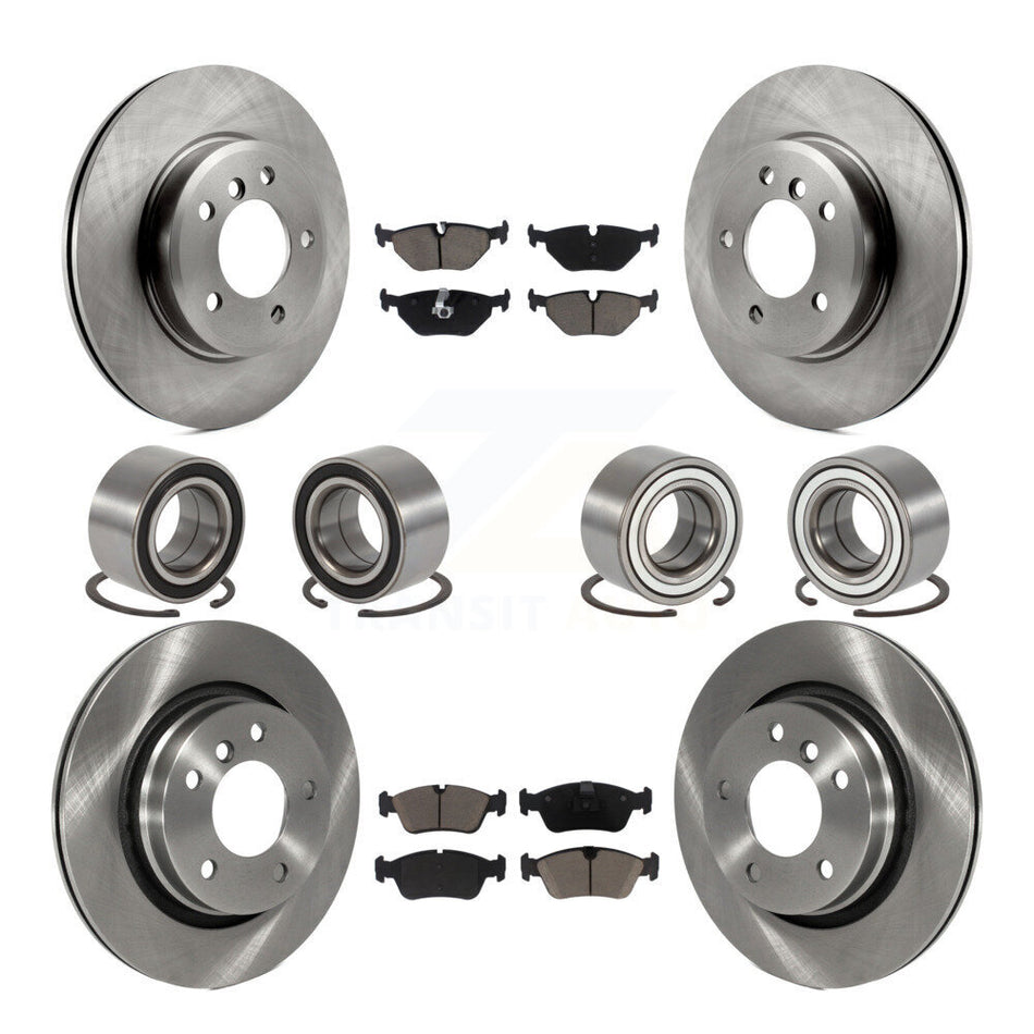 Front Rear Bearings Disc Brake Rotors And Ceramic Pads Kit (10Pc) For 2001-2005 BMW 325i KBB-129307