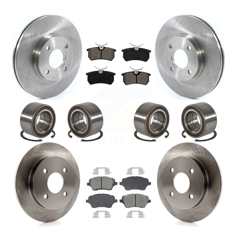 Front Rear Wheel Bearing Disc Brake Rotor And Pad Kit (10Pc) For 2014-2019 Ford Fiesta ST KBB-129309
